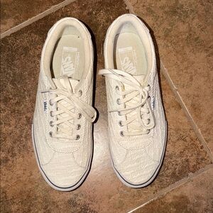 Vans Cream Textured Lace-Up Sneakers